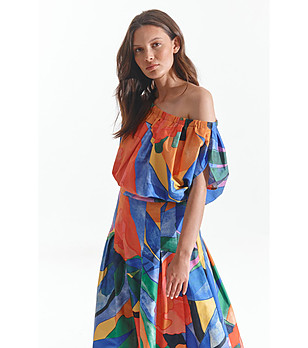 Многоцветна дамска памучна блуза Bona снимка