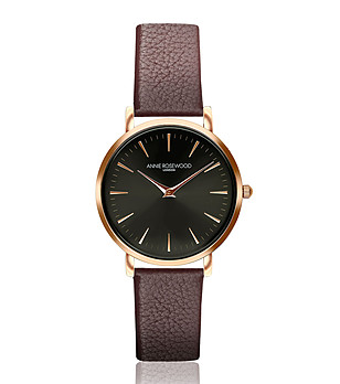 Розовозлатист часовник с черен циферблат каишка в бордо Lavoni снимка