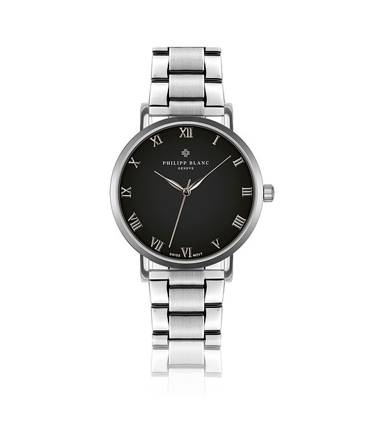 Сребрист unisex часовник с черен циферблат Bern снимка