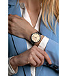 Сребрист unisex часовник с черна кожена каишка Berin-2 снимка