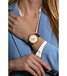 Сребрист unisex часовник с кафява кожена каишка Berin-2 снимка