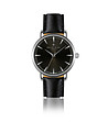 Unisex часовник със сребрист корпус и черна кожена каишка Vernier-0 снимка
