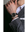 Unisex часовник със сребрист корпус и черна кожена каишка Vernier-1 снимка