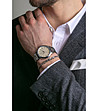 Сребрист unisex часовник с циферблат в екрю Zurich-1 снимка