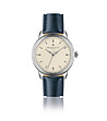 Unisex часовник в сребристо с тъмносиня кожена каишка Zurich-0 снимка
