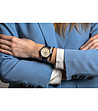 Unisex часовник в сребристо с тъмносиня кожена каишка Zurich-2 снимка