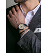 Unisex часовник в сребристо с черна кожена каишка Zurich-1 снимка
