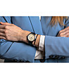 Unisex часовник в сребристо с черна кожена каишка Zurich-2 снимка