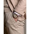 Сребрист мъжки часовник със сива кожена каишка Avenches-1 снимка