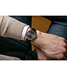 Unisex часовник с розовозлатист корпус и черна кожена каишка Geneva-1 снимка