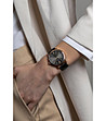Unisex часовник с розовозлатист корпус и черна кожена каишка Geneva-2 снимка