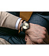 Сребрист unisex часовник с черна кожена каишка Lugano-1 снимка