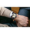 Сребрист unisex часовник с тъмносиня кожена каишка Lugano-1 снимка