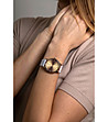 Розовозлатист unisex часовник с бяла кожена каишка Lugano-2 снимка