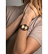 Розовозлатист unisex часовник с кафява кожена каишка Lugano-2 снимка