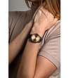Розовозлатист unisex часовник с черна кожена каишка Lugano-2 снимка