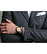 Комплект от часовник и гривна в черно и сребристо Carlino-1 снимка