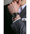 Мъжки комплект от часовник и гривна в черно и сребристо Vernier-1 снимка