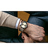 Сребрист мъжки комплект от часовник и гривна Lugano-1 снимка