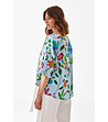 Светлосиня дамска памучна блуза с флорален принт Lona-1 снимка