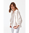 Бяла дамска памучна блуза с флорални мотиви Slawa-2 снимка