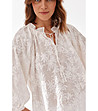 Бяла дамска памучна блуза с флорални мотиви Slawa-3 снимка