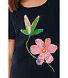 Тъмносиня дамска тениска с принт цвете Lotmia-2 снимка