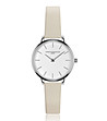 Сребрист дамски часовник с бял циферблат  каишка в цвят крем Forget-0 снимка