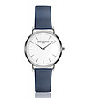 Сребрист часовник с бял циферблат и каишка в синьо Karra-0 снимка