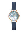 Розовозлатист часовник със седефен циферблат и каишка в синьо Iris-0 снимка