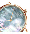 Розовозлатист часовник със седефен циферблат и каишка в синьо Iris-2 снимка