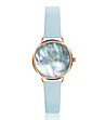 Розовозлатист часовник със син седефен циферблат и светлосиня каишка Iris-0 снимка