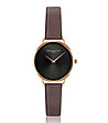 Розовозлатист часовник с черен циферблат и каишка в бордо Claret-0 снимка