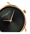 Розовозлатист часовник с черен циферблат и каишка в кафяво Claret-2 снимка