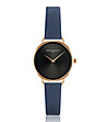 Розовозлатист часовник с черен циферблат и каишка в синьо Claret-0 снимка