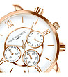 Розовозлатист часовник хронограф с бял циферблат и каишка в цвят крем  Ivy-2 снимка