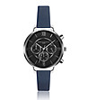 Сребрист часовник хронограф с черен циферблат и синя каишка Ivy-0 снимка