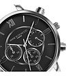 Сребрист часовник хронограф с черен циферблат и каишка в бордо Ivy-2 снимка