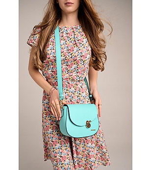 Дамска кожена чанта за рамо в цвят мента Zosia снимка