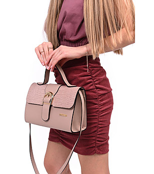 Дамска кожена чанта в розово Edelina снимка