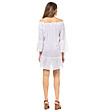 Бяла памучна рокля с еластично деколте Cammie-1 снимка