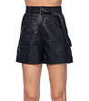Черни къси дамски панталони от еко кожа Lenitta-2 снимка