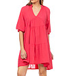Къса памучна рокля в цвят циклама Beverly-2 снимка