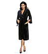 Дълъг черен дамски халат с къдрички Glamour-0 снимка