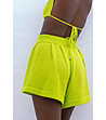 Памучни дамски къси панталони в цвят лайм-1 снимка