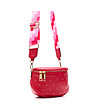 Малка червена кожена чанта с дръжка с принт Berta-3 снимка