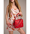 Червена дамска кожена чанта с декорация Lisette-0 снимка