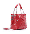Червена дамска кожена чанта с декорация Lisette-3 снимка