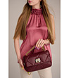 Дамска кожена чанта в бургунд с верижка Zaria-3 снимка