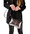 Дамска сребриста кожена чанта за рамо Alexandria-4 снимка